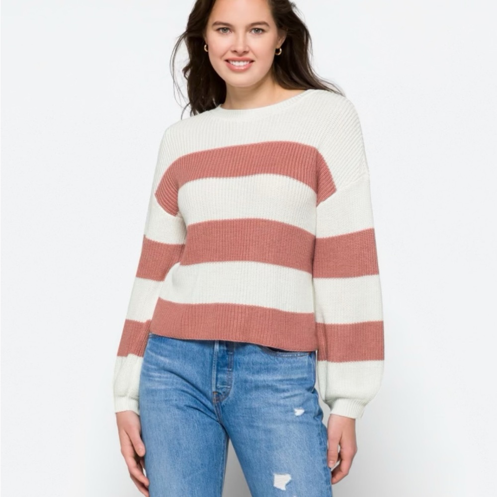 BB DAKOTA BY STEVE MADDEN Stripped balloon sleeve sweater